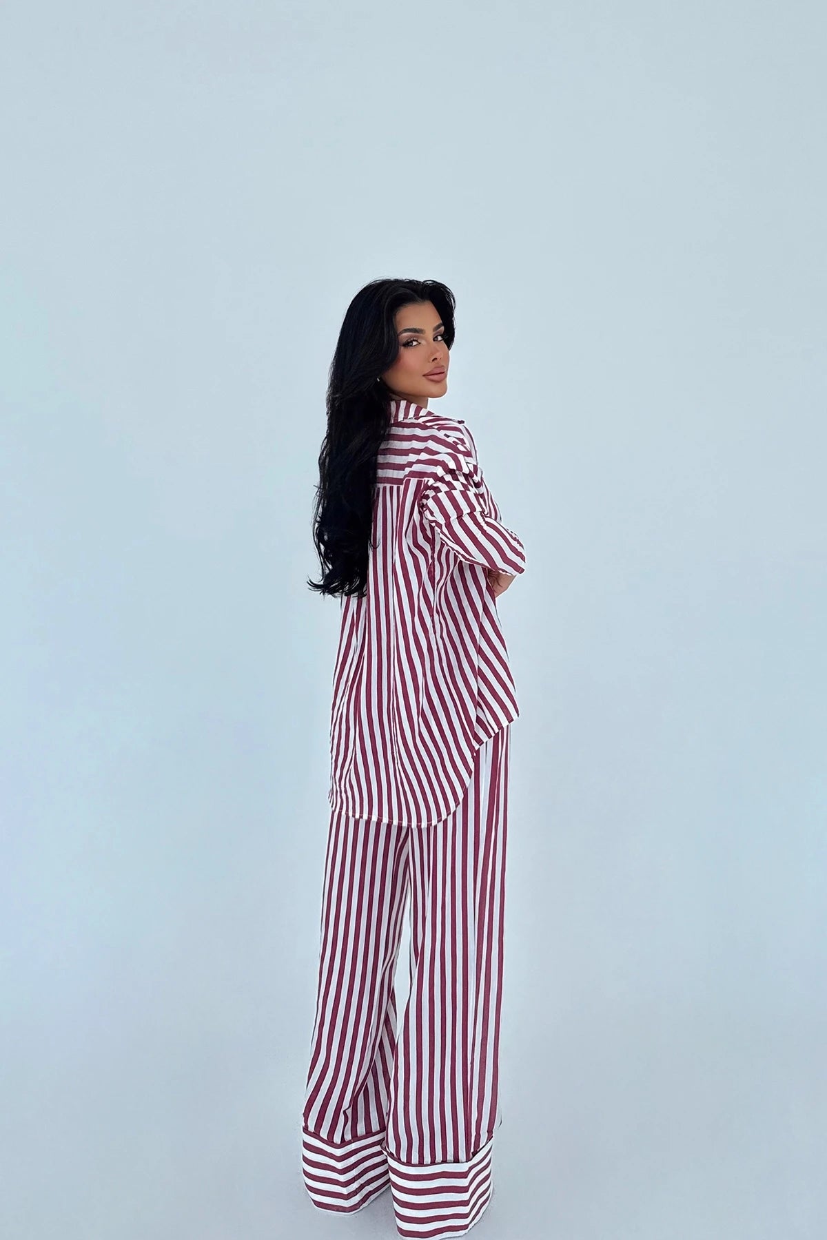 Red Striped Oversize Shirt