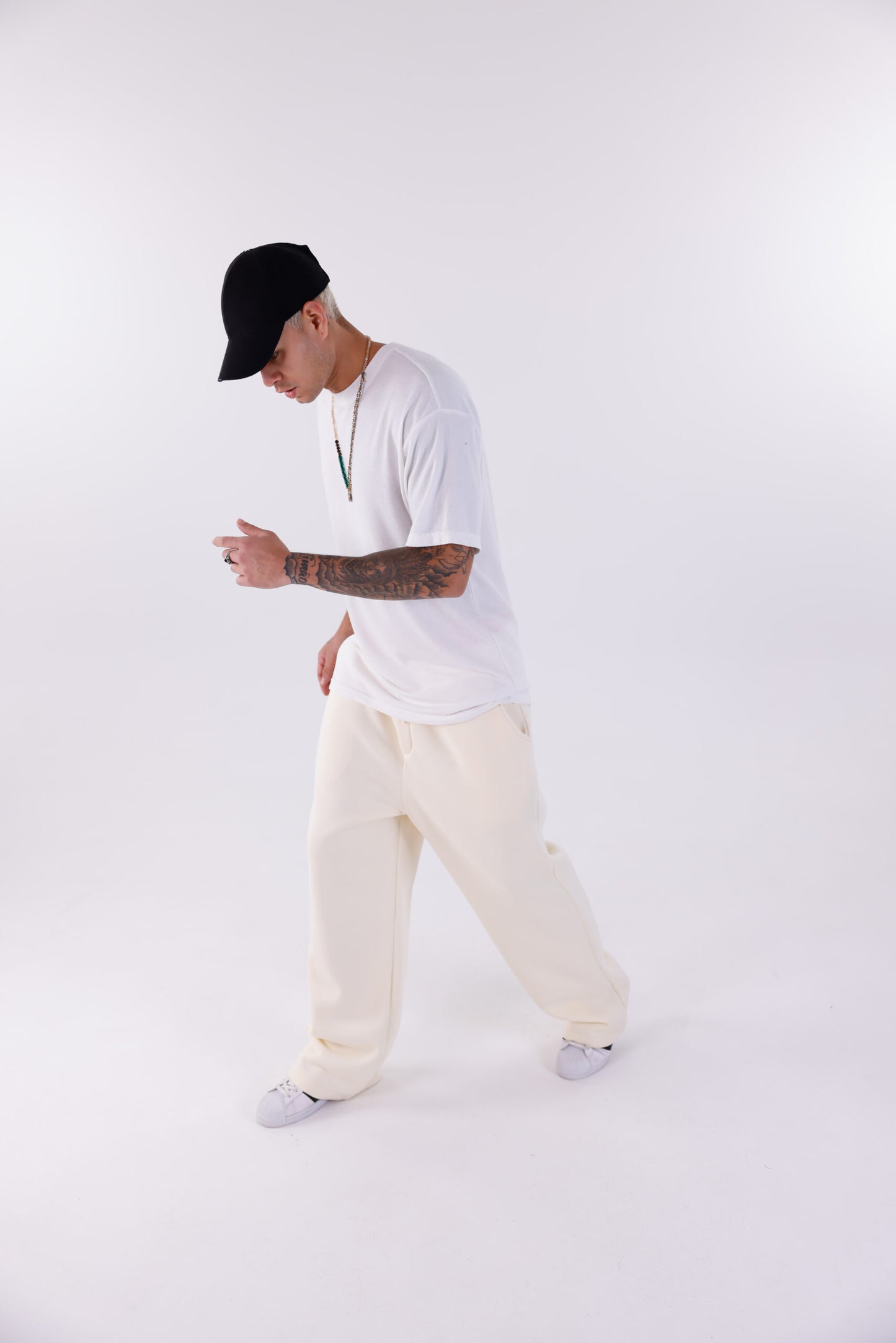 Fleece Lined Baggy Cream Sweatpant