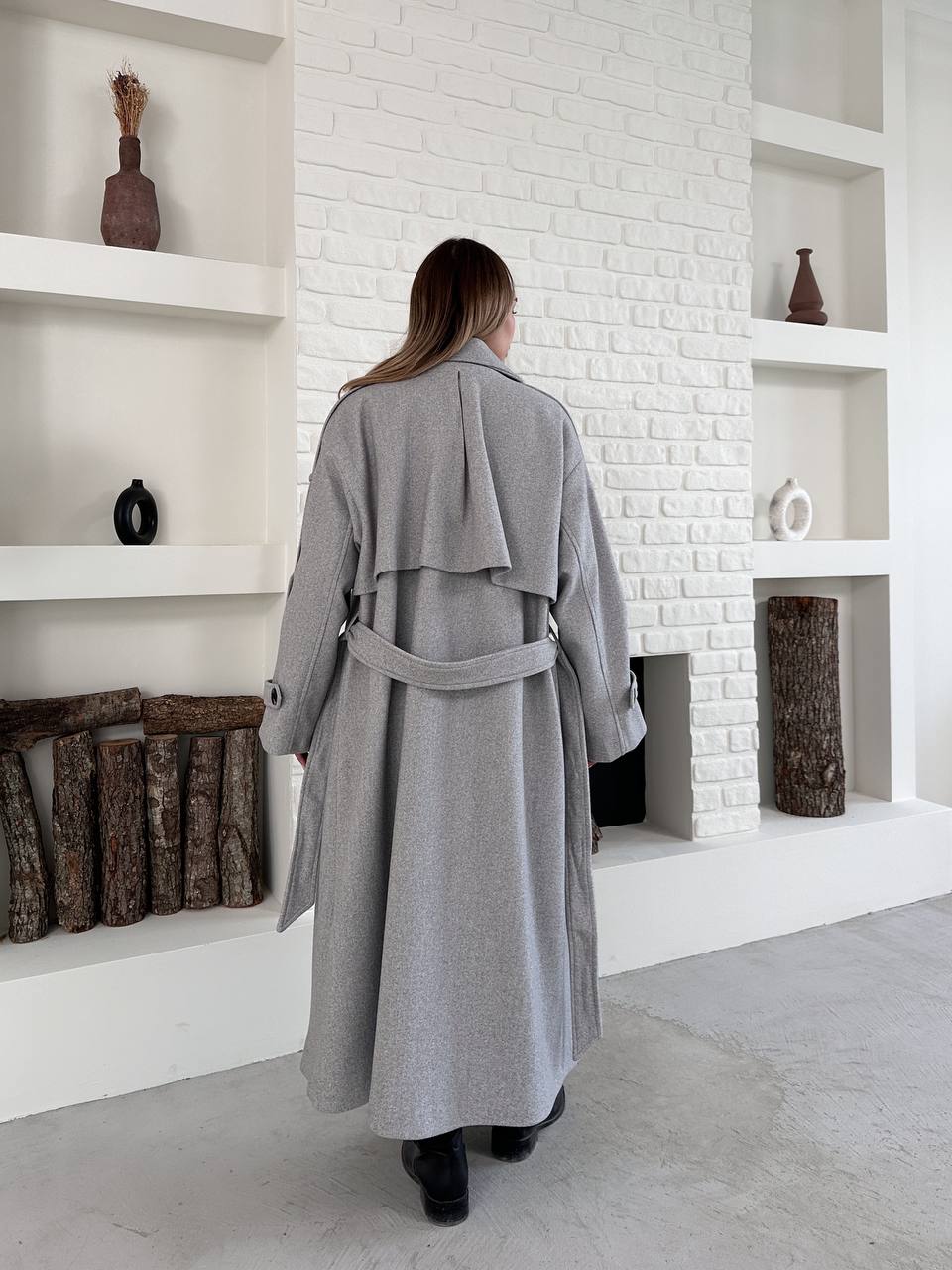 Gray Oversize Trench Coat