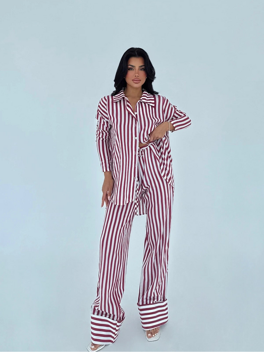 Red Striped Oversize Shirt