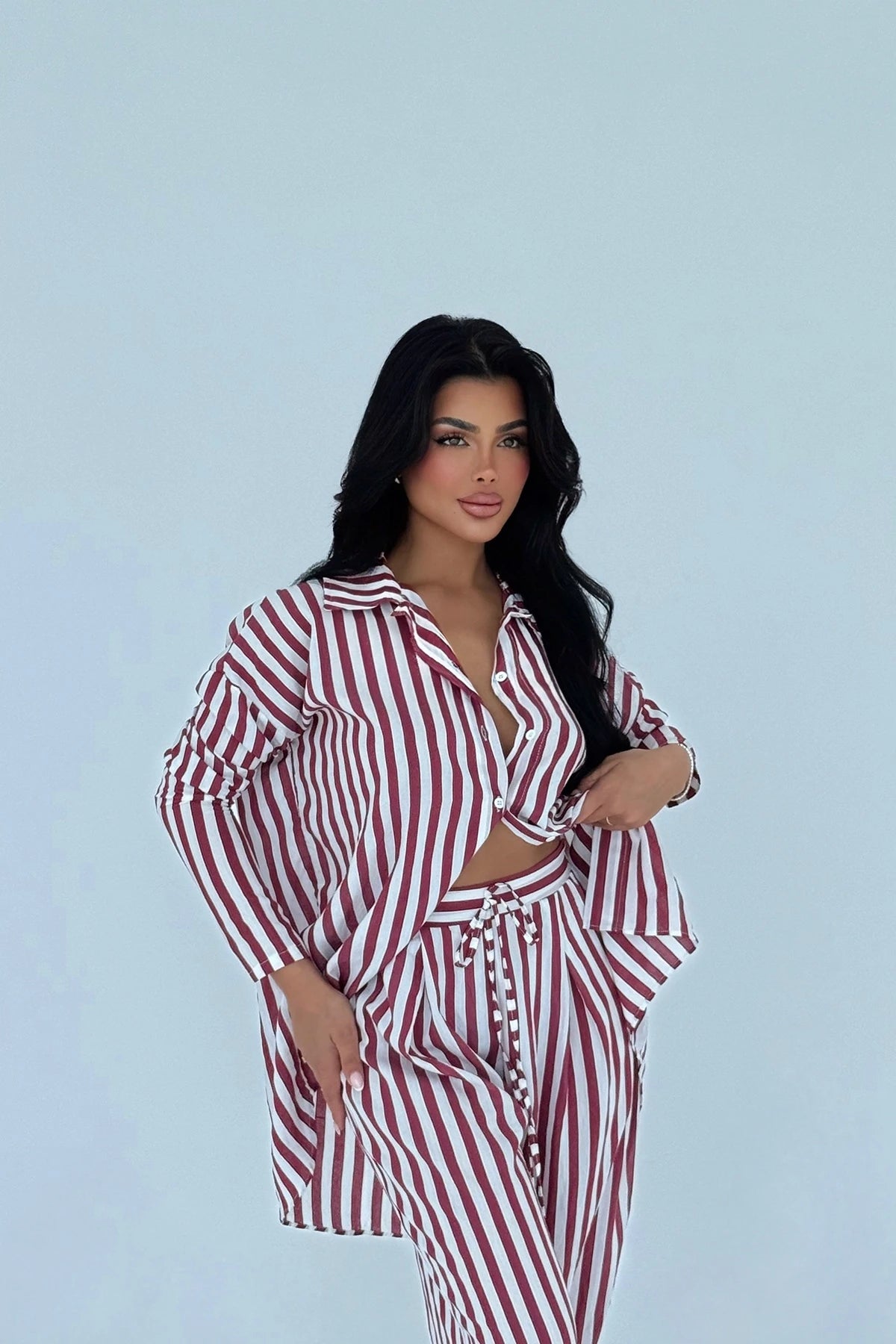 Red Striped Oversize Shirt