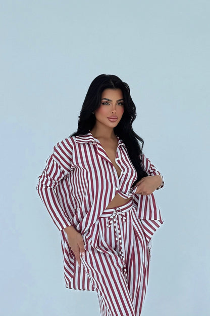 Red Striped Oversize Shirt