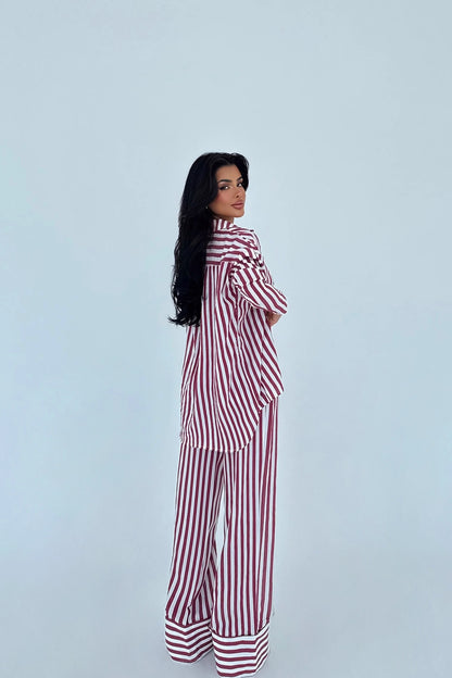 Red Striped Oversize Shirt