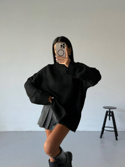 Crew Neck Basic Knit Sweater