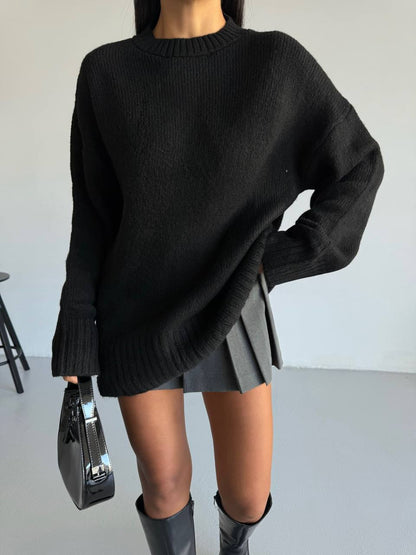 Crew Neck Basic Knit Sweater