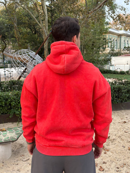 Washed ''Sprite'' Red Oversize Hoodie