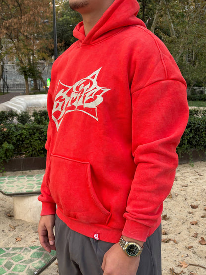 Washed ''Sprite'' Red Oversize Hoodie
