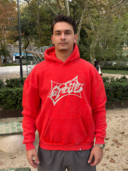 Washed ''Sprite'' Red Oversize Hoodie