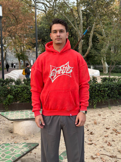 Washed ''Sprite'' Red Oversize Hoodie