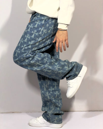 Angel Pattern Baggy Jean