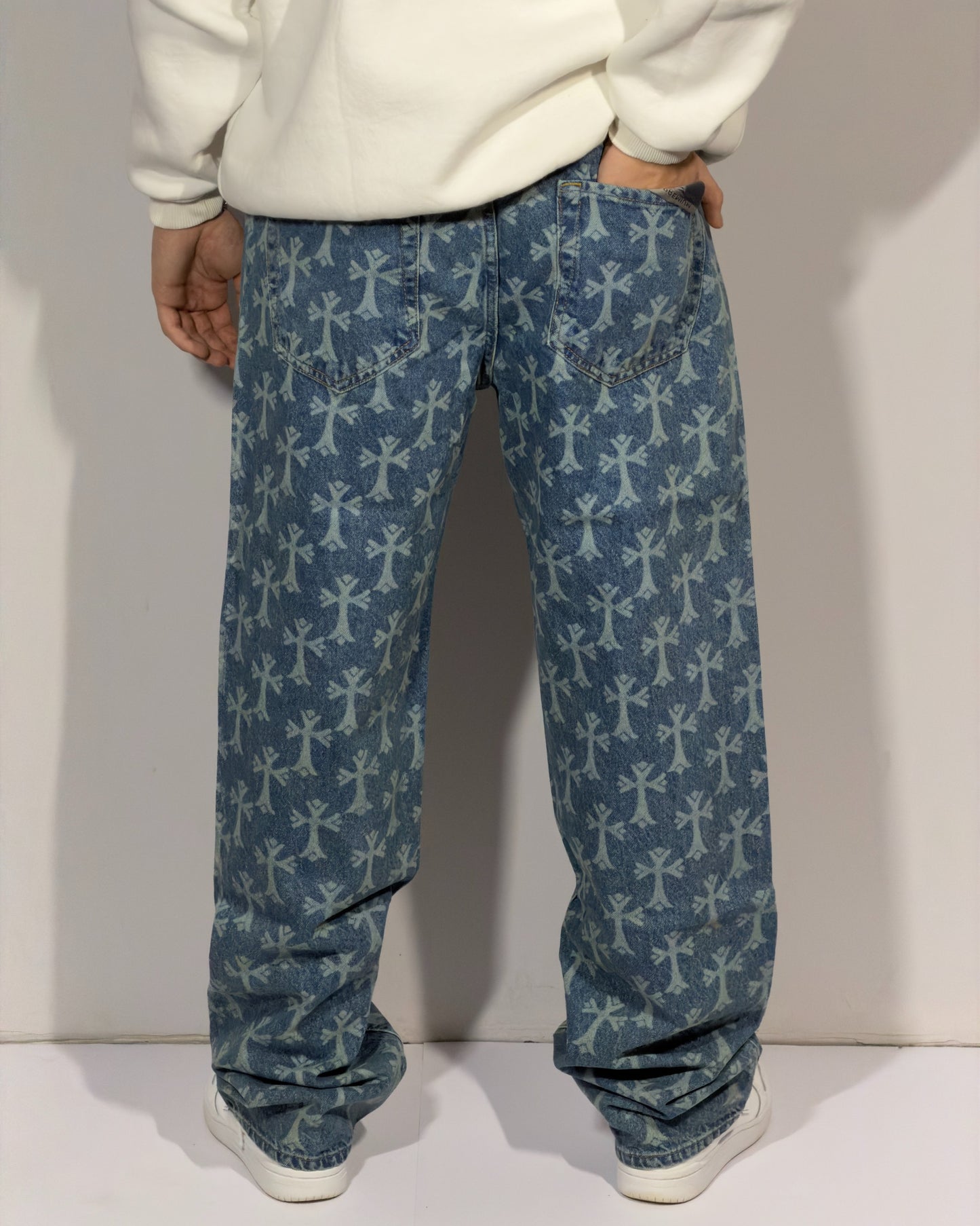 Angel Pattern Baggy Jean