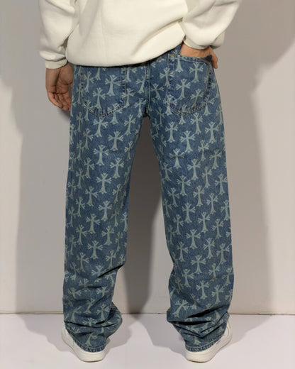 Angel Pattern Baggy Jean