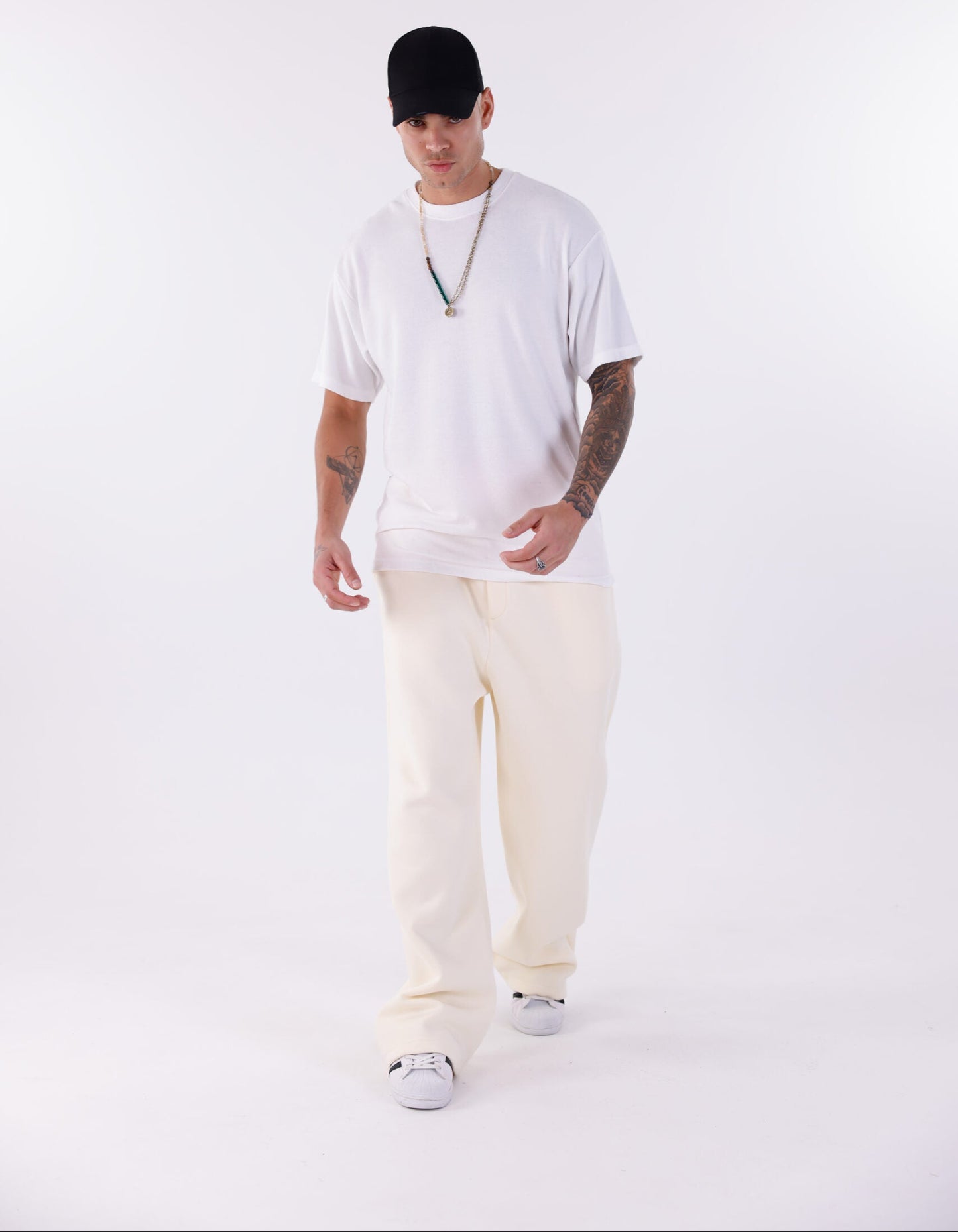 Fleece Lined Baggy Cream Sweatpant