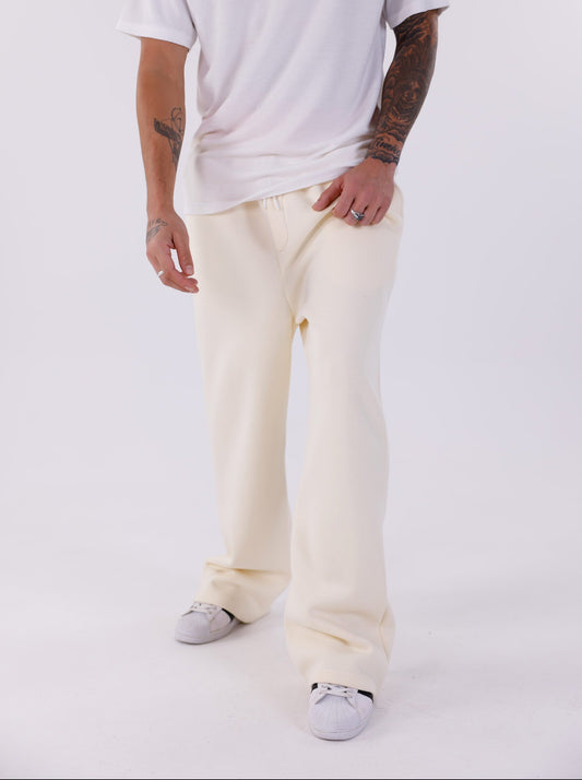 Fleece Lined Baggy Cream Sweatpant