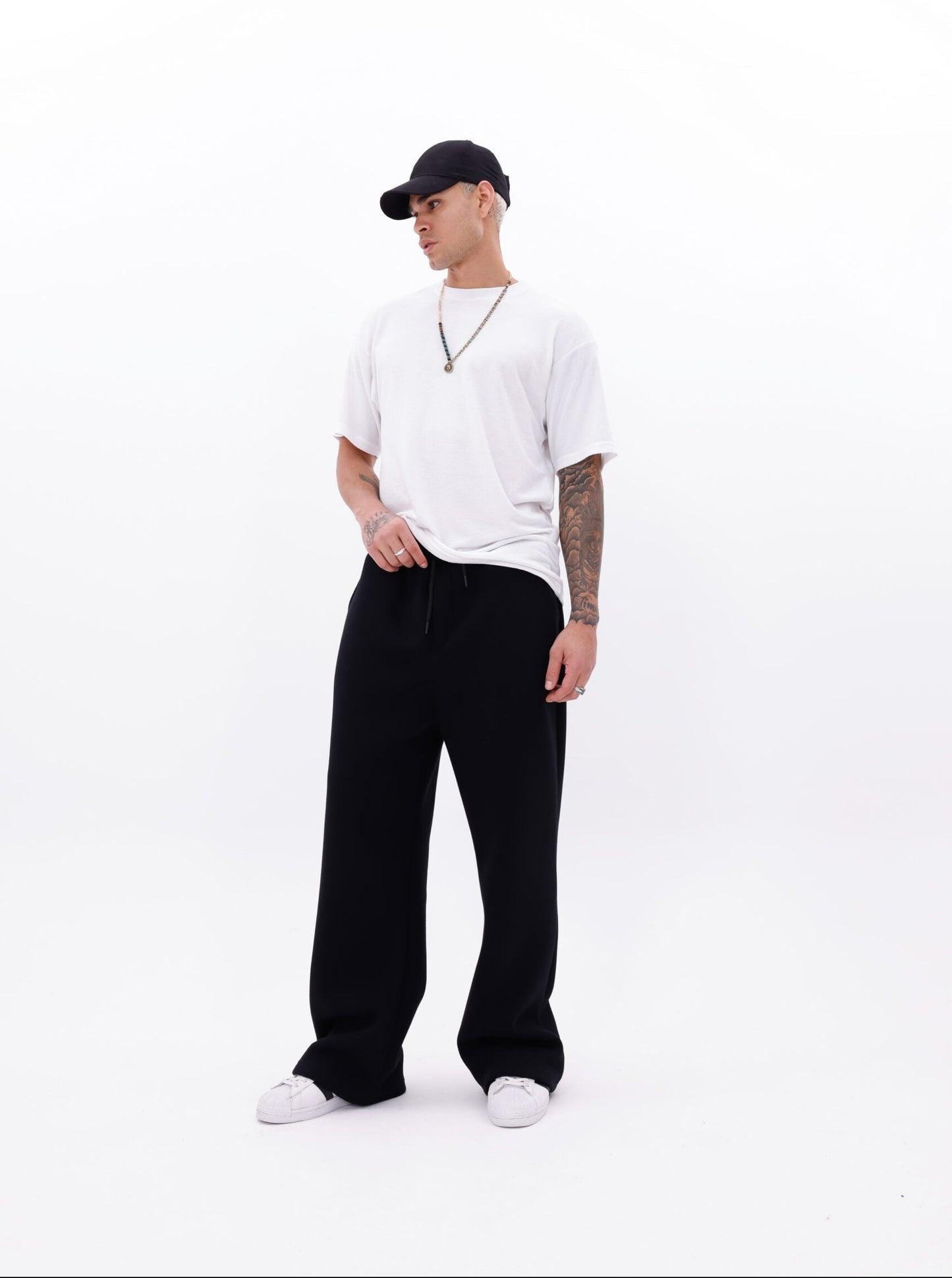 Fleece Lined Baggy Black Sweatpant