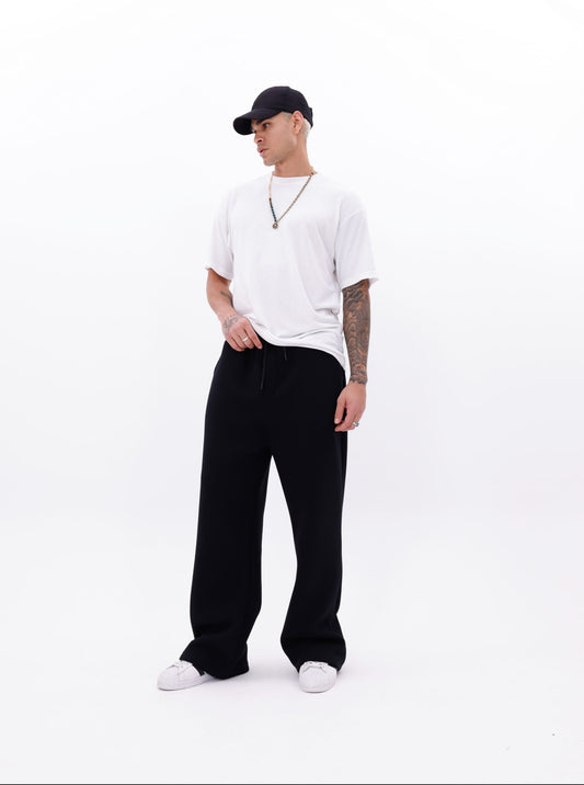 Fleece Lined Baggy Black Sweatpant