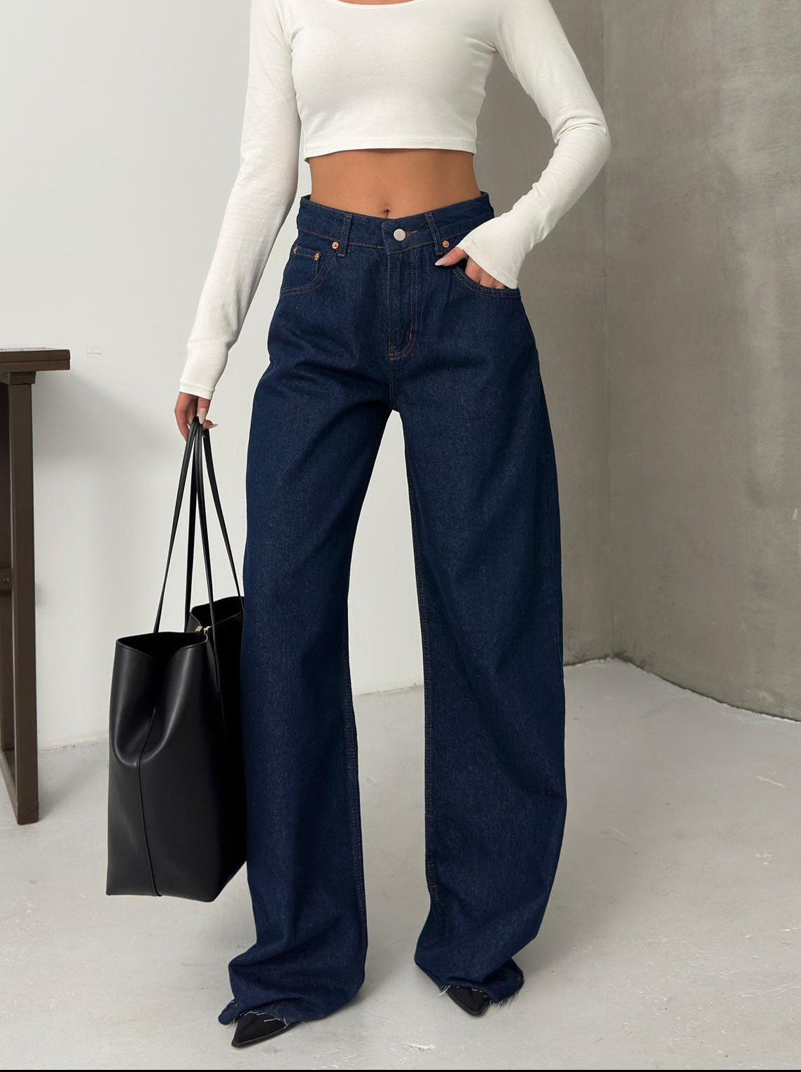 High Waisted Wide Leg Jean