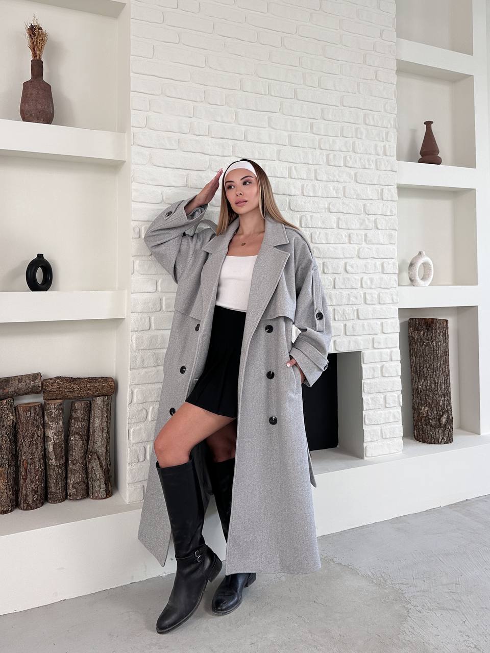 Gray Oversize Trench Coat