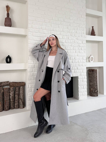 Gray Oversize Trench Coat