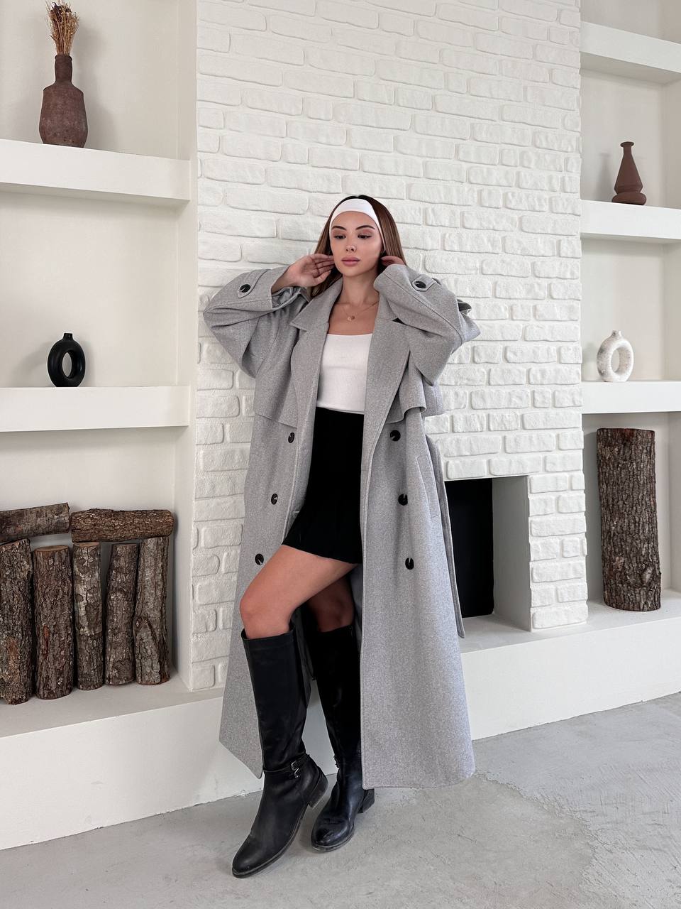 Gray Oversize Trench Coat