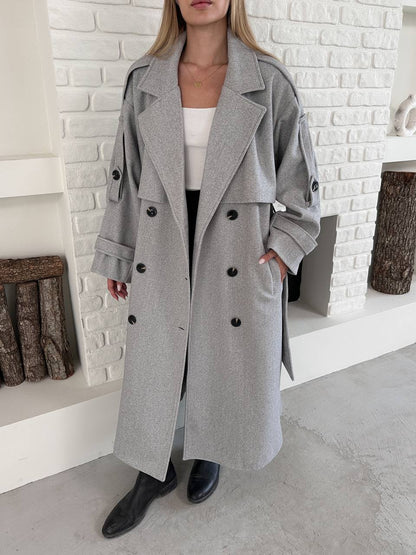 Gray Oversize Trench Coat