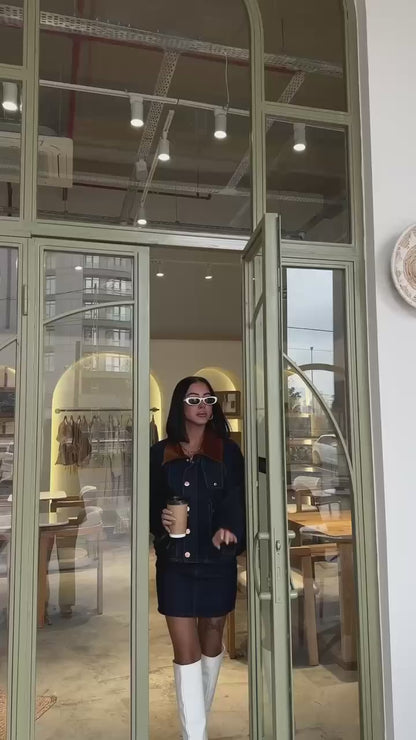 Denim Jacket with Corduroy Collar